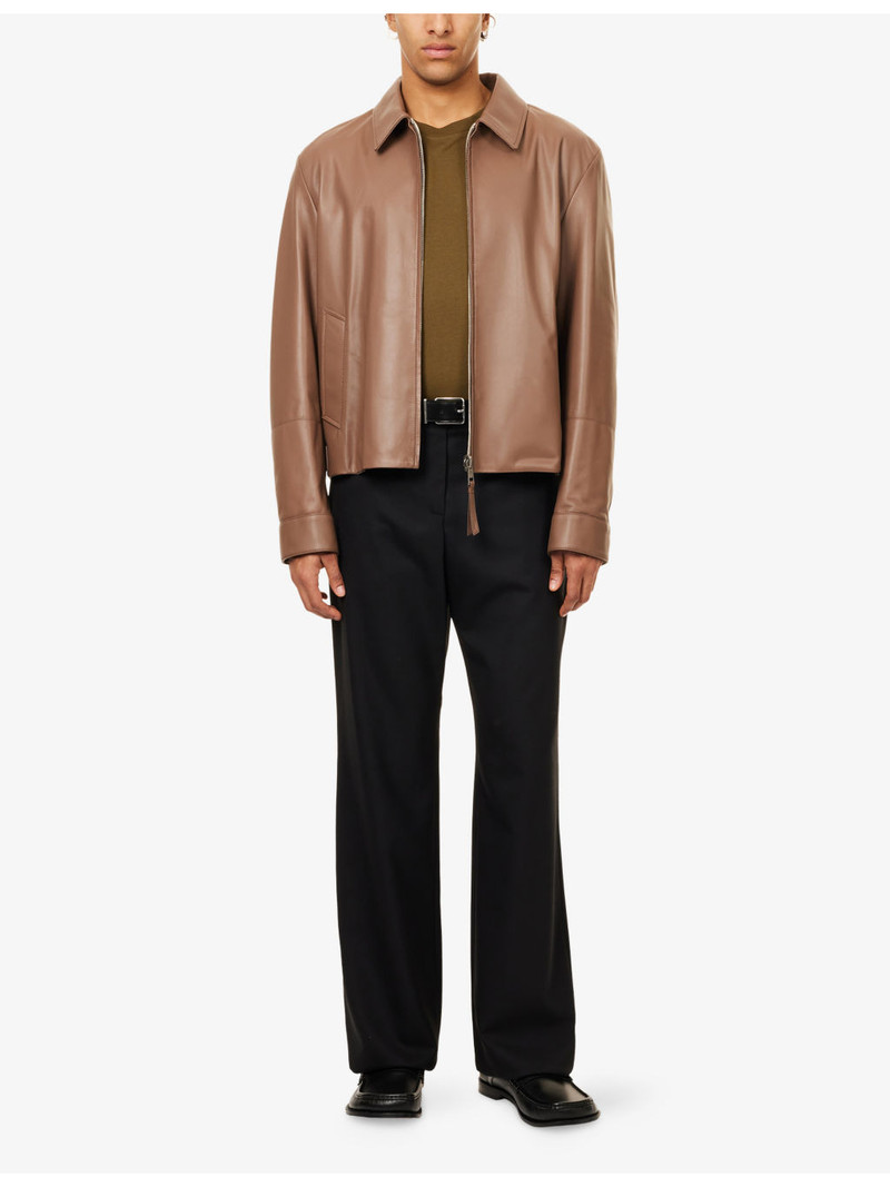 Loewe Classic-Collar Logo-Patch Leather Jacket outlook