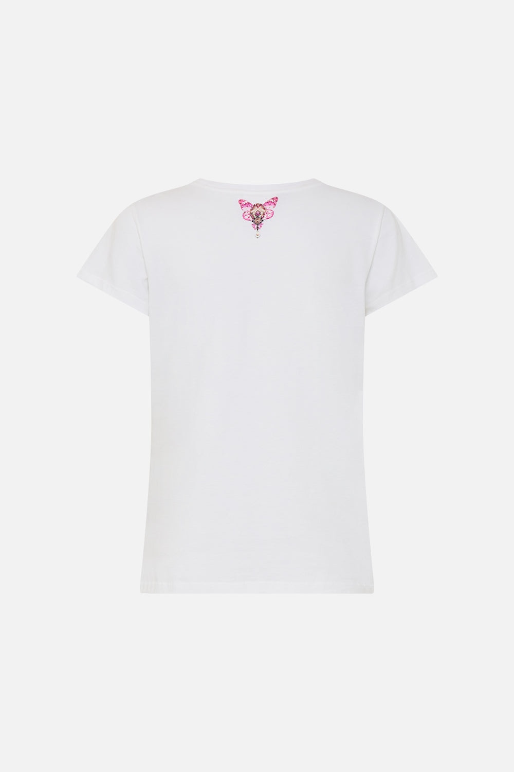 SLIM FIT ROUND NECK T-SHIRT - WHITE/ PINK - 7