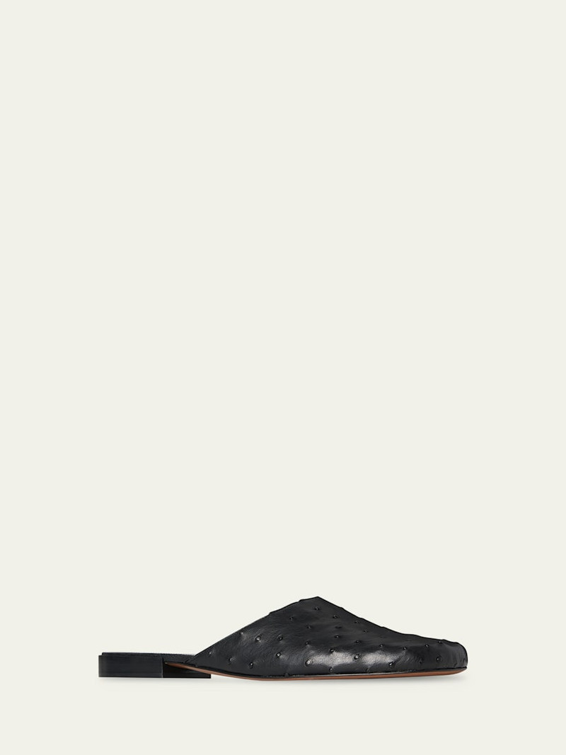 The Row Penelope Ostrich Leather Mules outlook