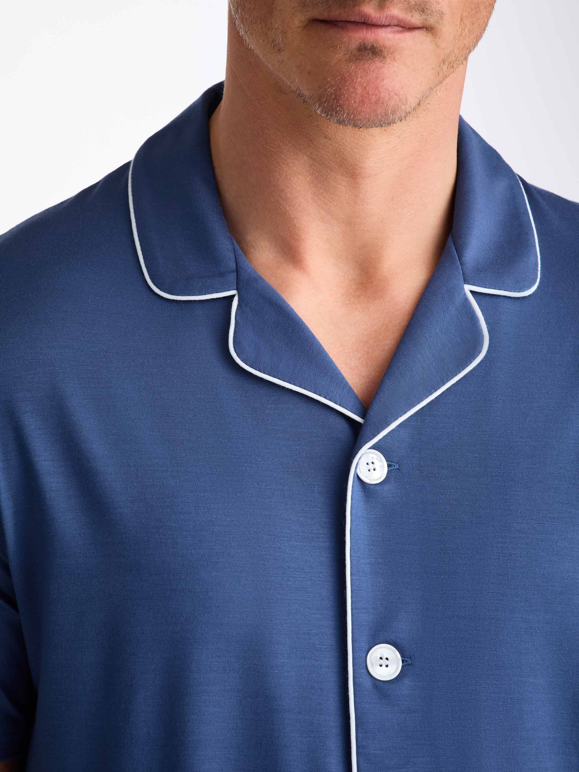 Men's Short Pajamas Basel Micro Modal Stretch Sapphire - 5