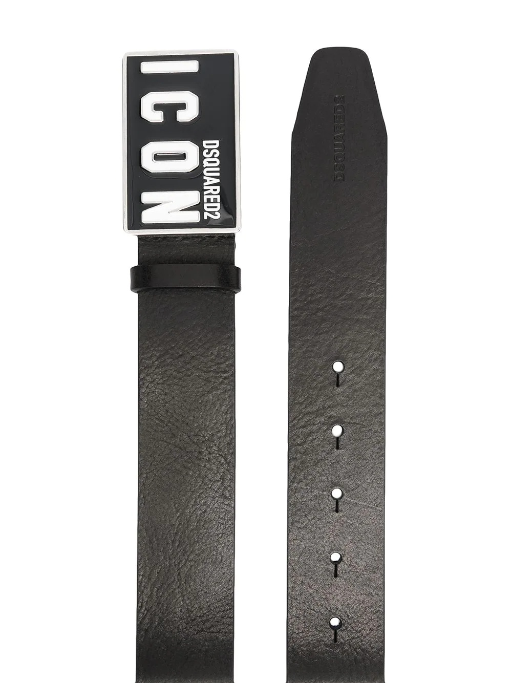 Icon-buckle leather belt - 2