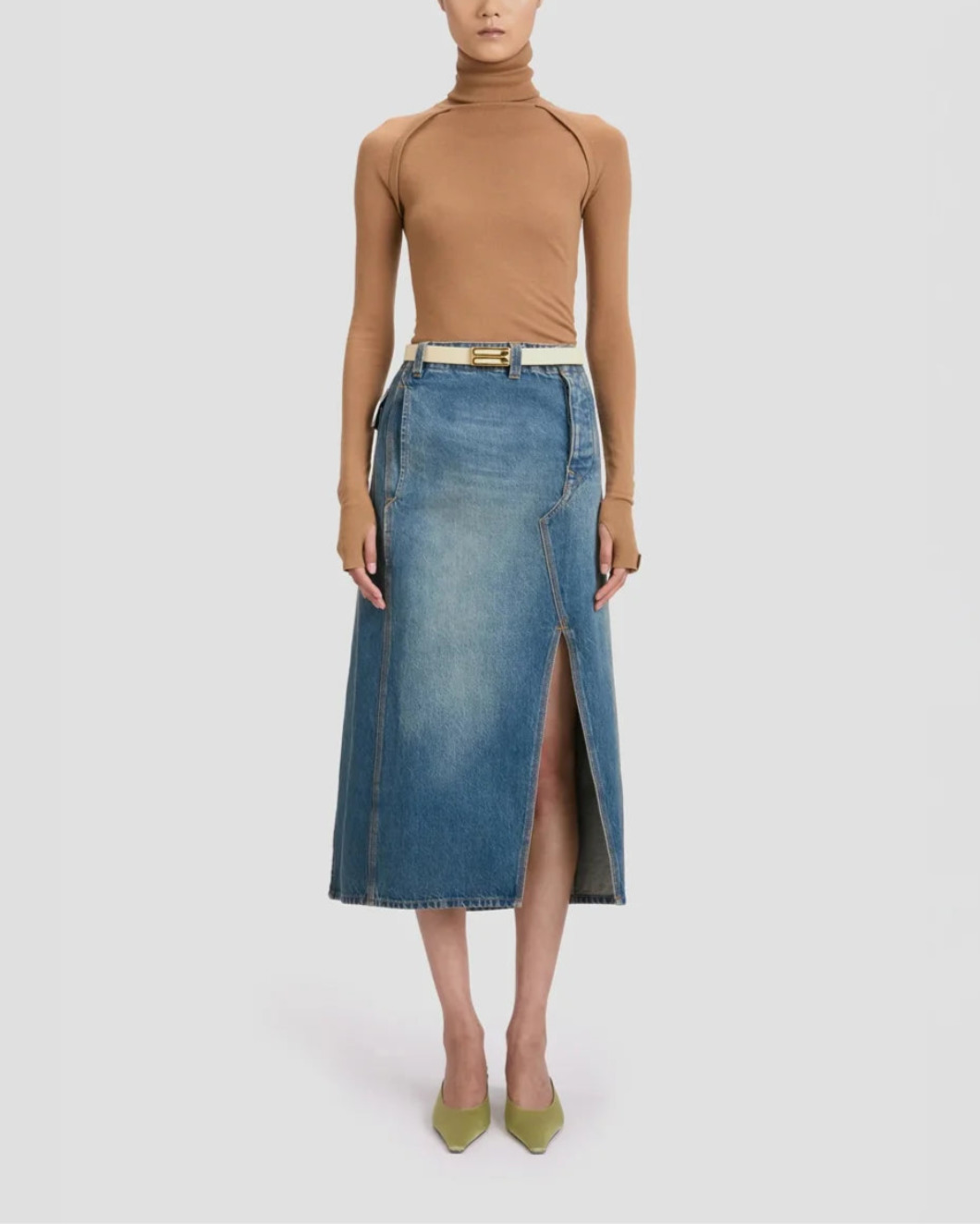 ASYMMETRIC UTILITY SKIRT WASHED BLUE - 2