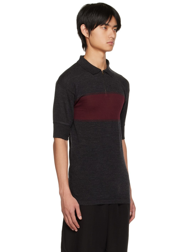 Gray & Burgundy Stripe Polo 2
