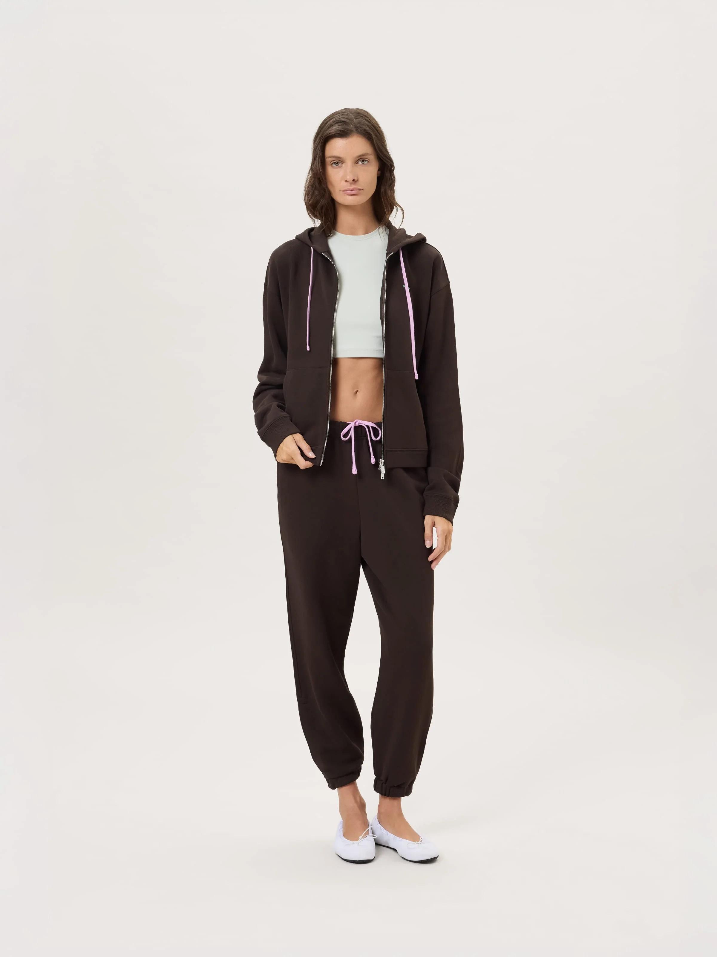 Womens Midweight Logo Track Pants - Obsidian Core - 1