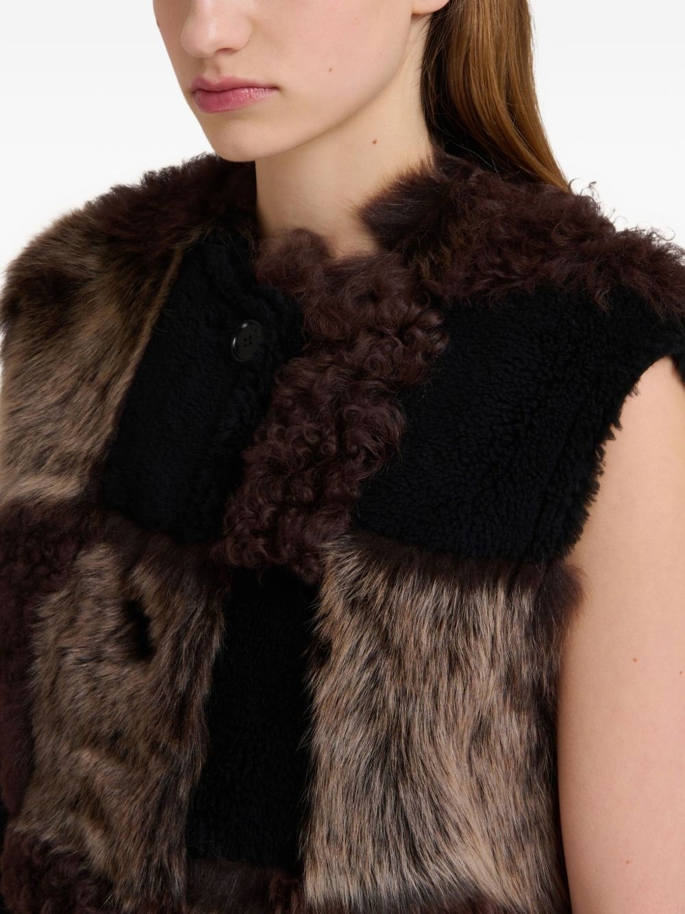patchwork faux fur gilet - 6