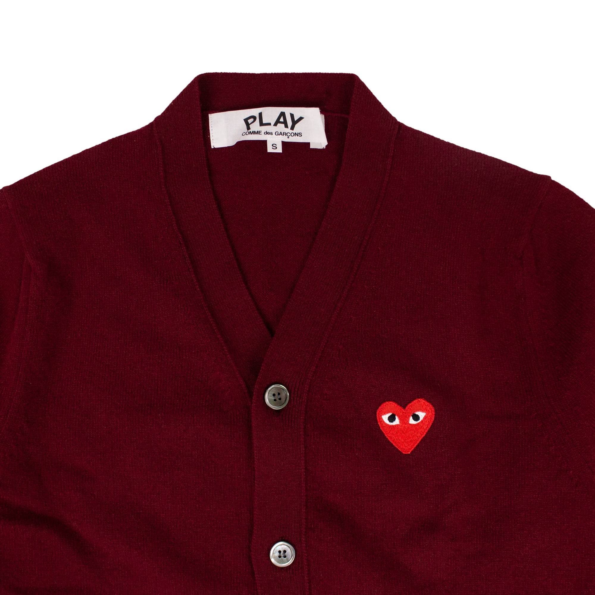 Comme des Garçons PLAY Heart Wool Cardigan 'Burgundy' - 3