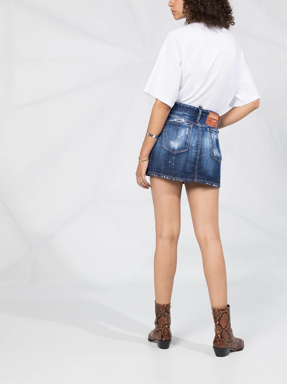 distressed denim skirt - 6