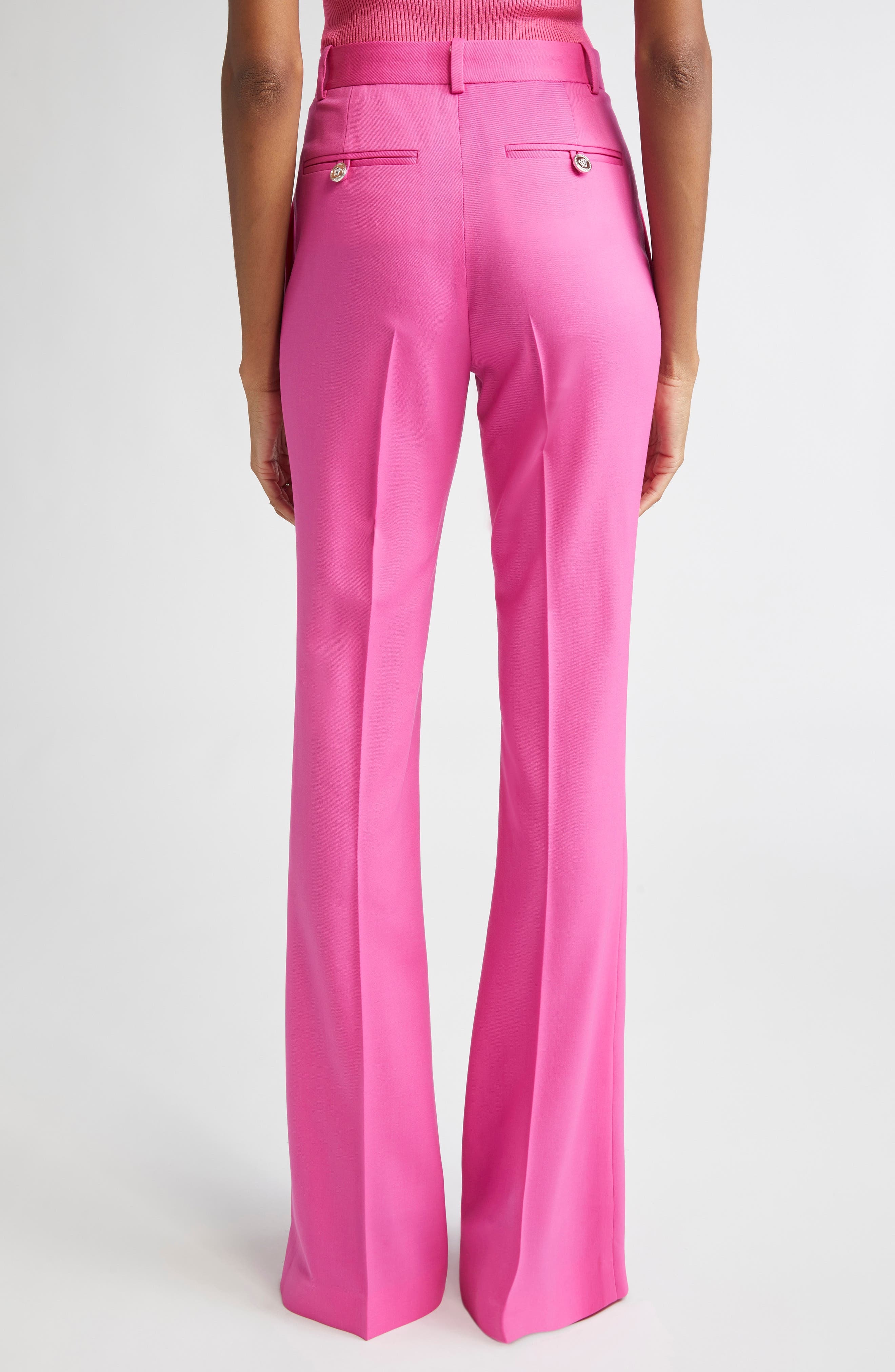 Versace Stretch Wool Gabardine Flare Pants in Dragon Fruit at Nordstrom - 3