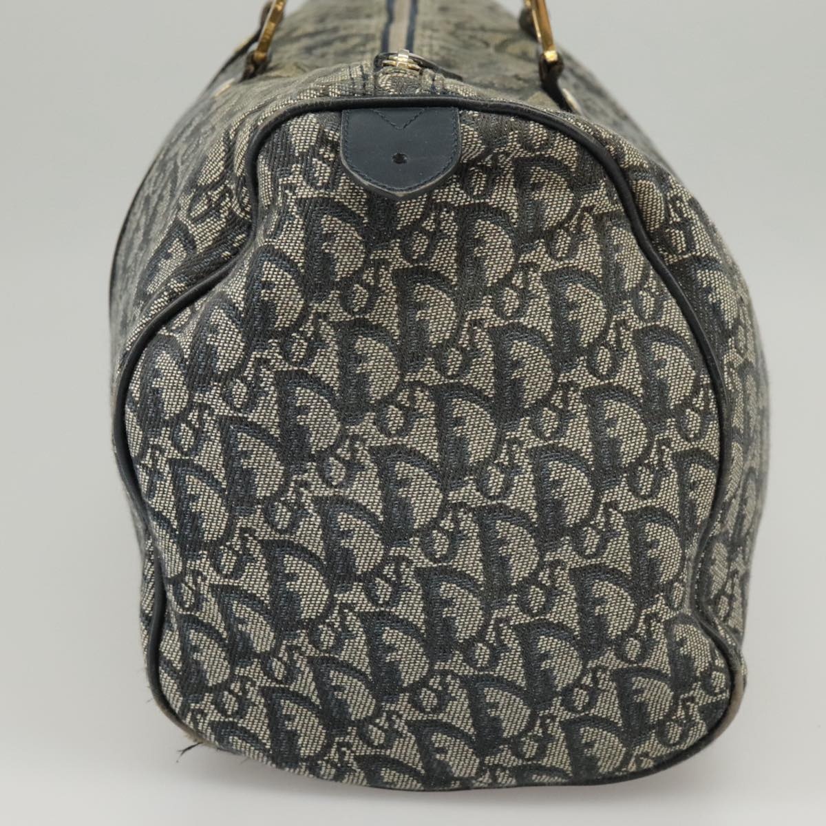 DIOR Trotter Canvas Hand Bag Navy Gold Silver - 4