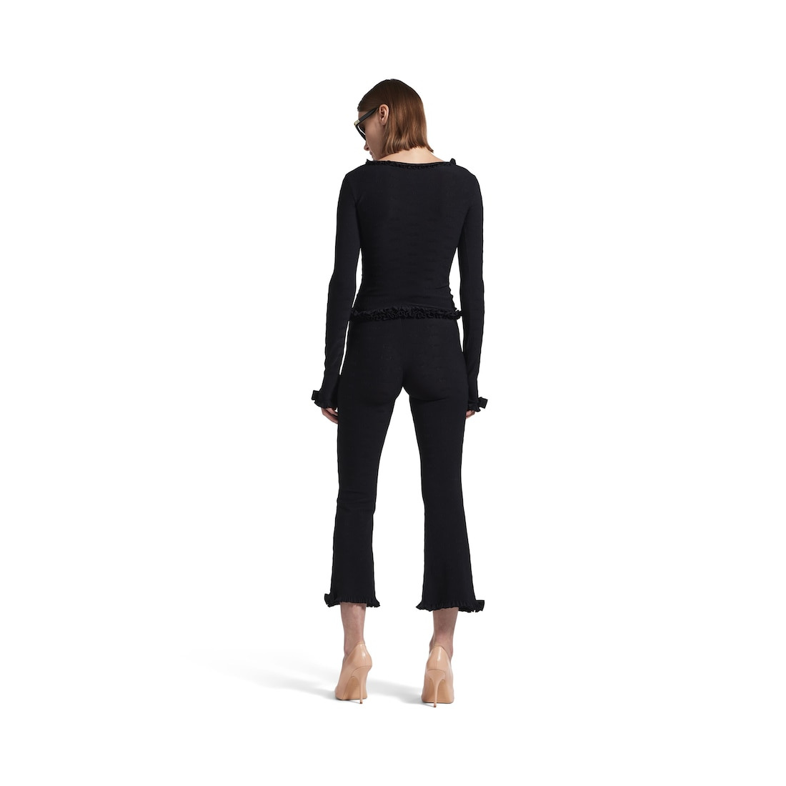 Women's Flared Capri Pants in Black - 4