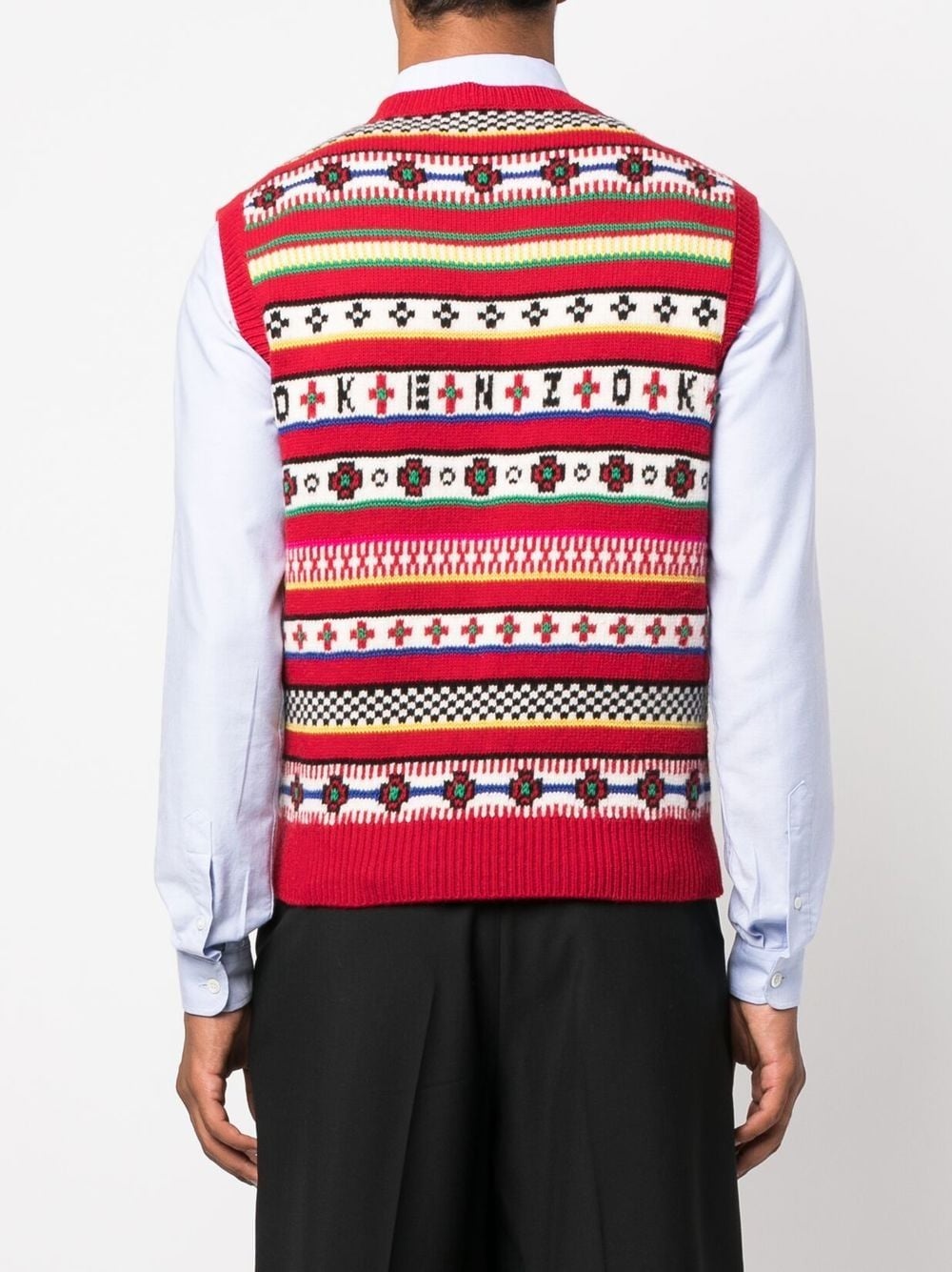 V-neck fair isle-knit vest - 4