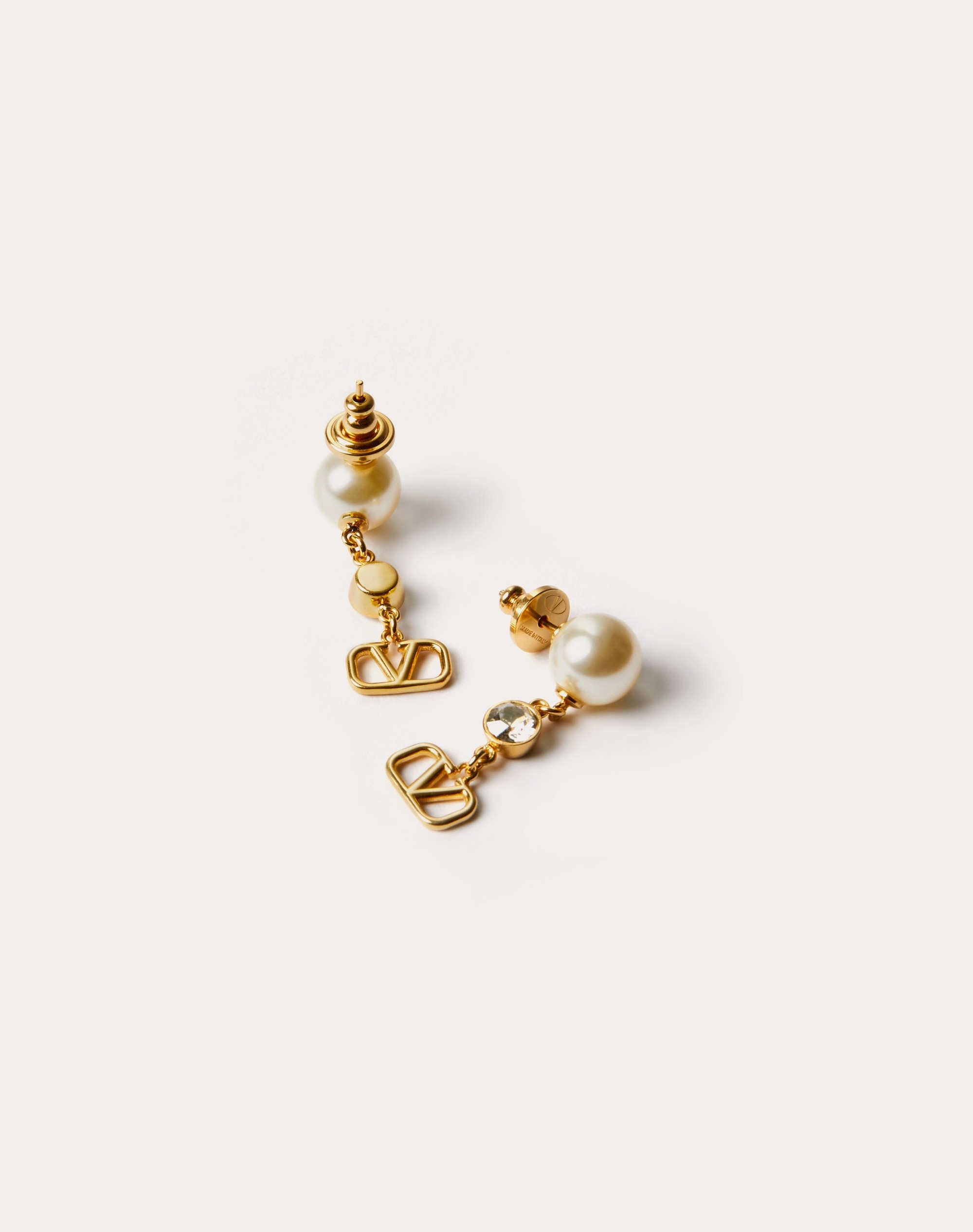 VLOGO SIGNATURE EARRINGS IN METAL, PEARL AND SWAROVSKI® CRYSTALS - 3