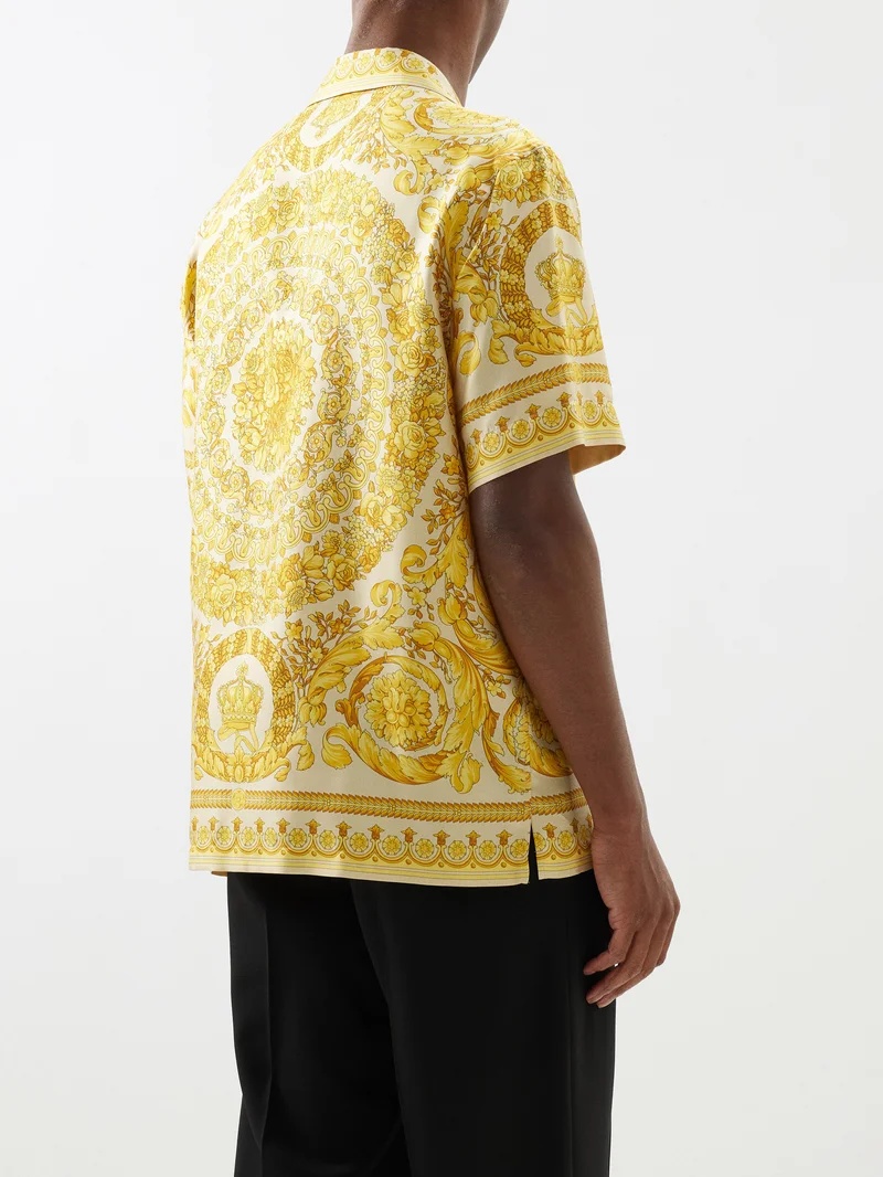 Baroque-print silk-twill shirt - 4