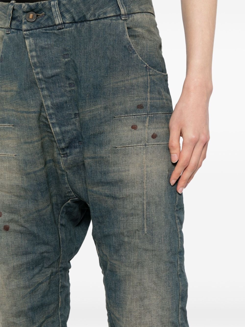 asymmetric drop-crotch jeans - 5