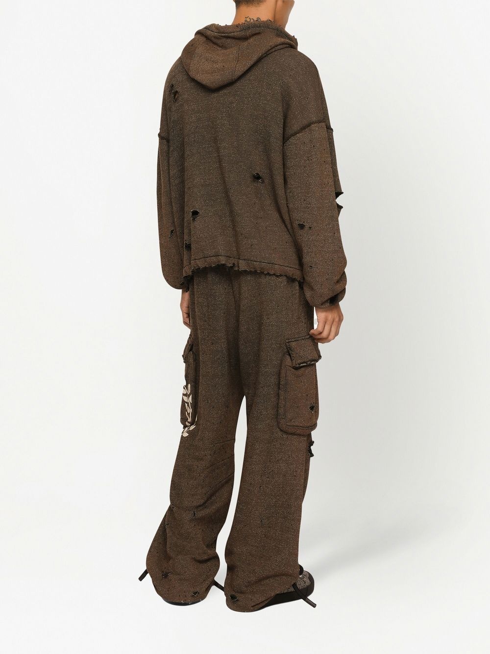 graphic-print ripped hoodie - 4