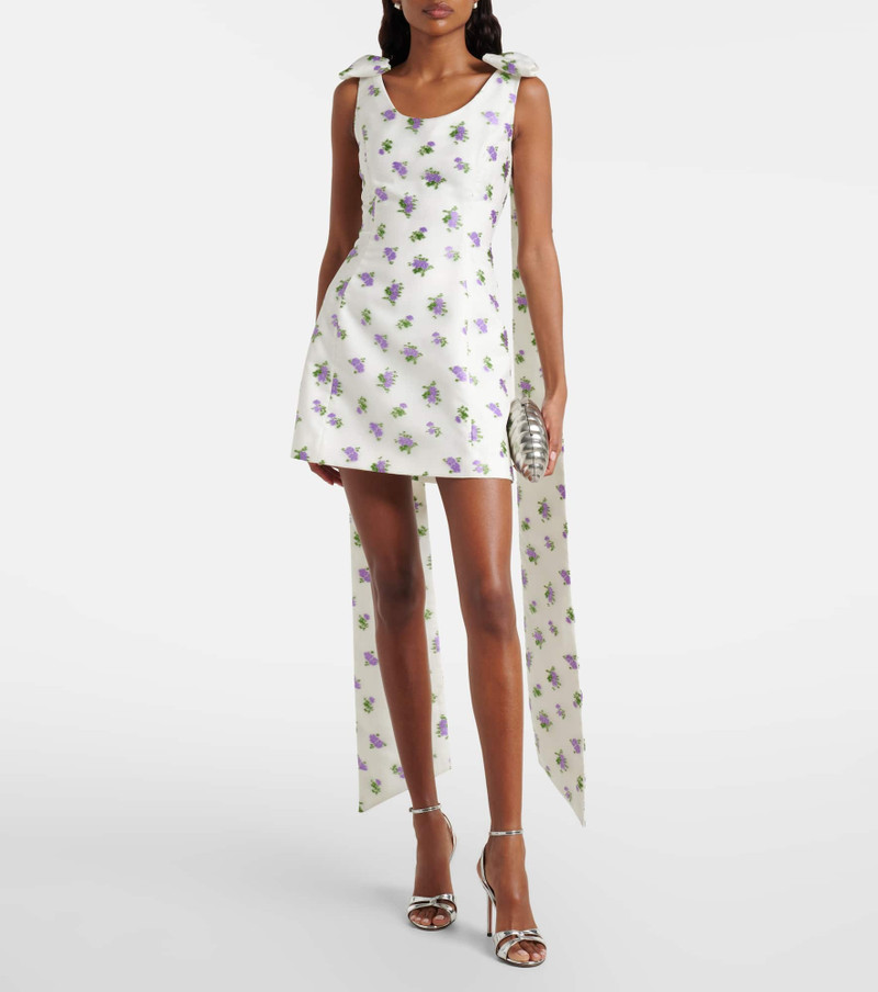 markarian Bow-detail floral caped brocade minidress outlook