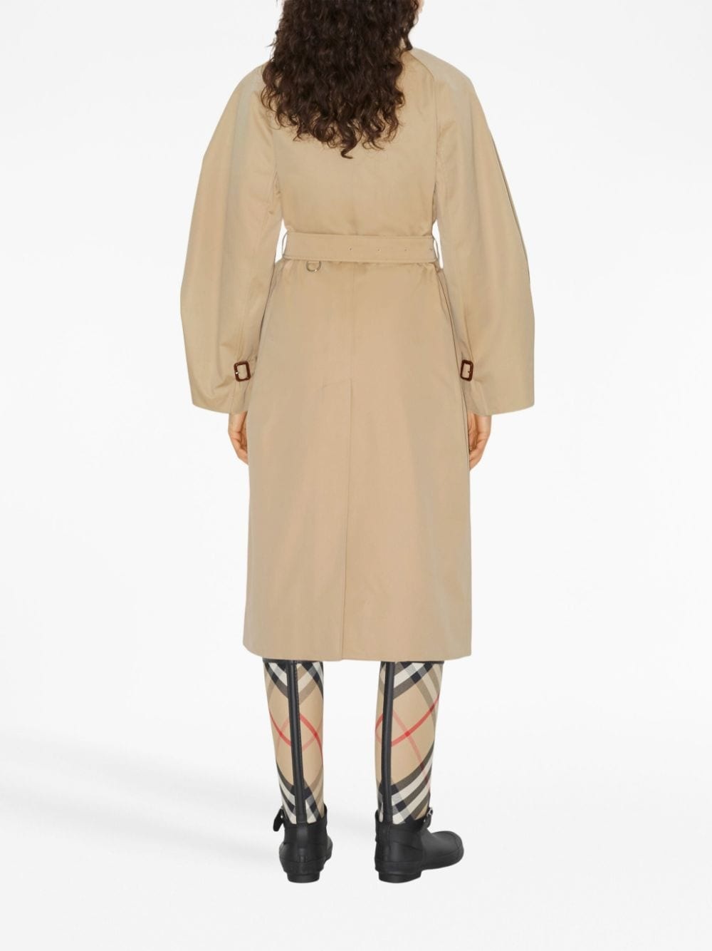 Check-pattern cotton trench coat - 4