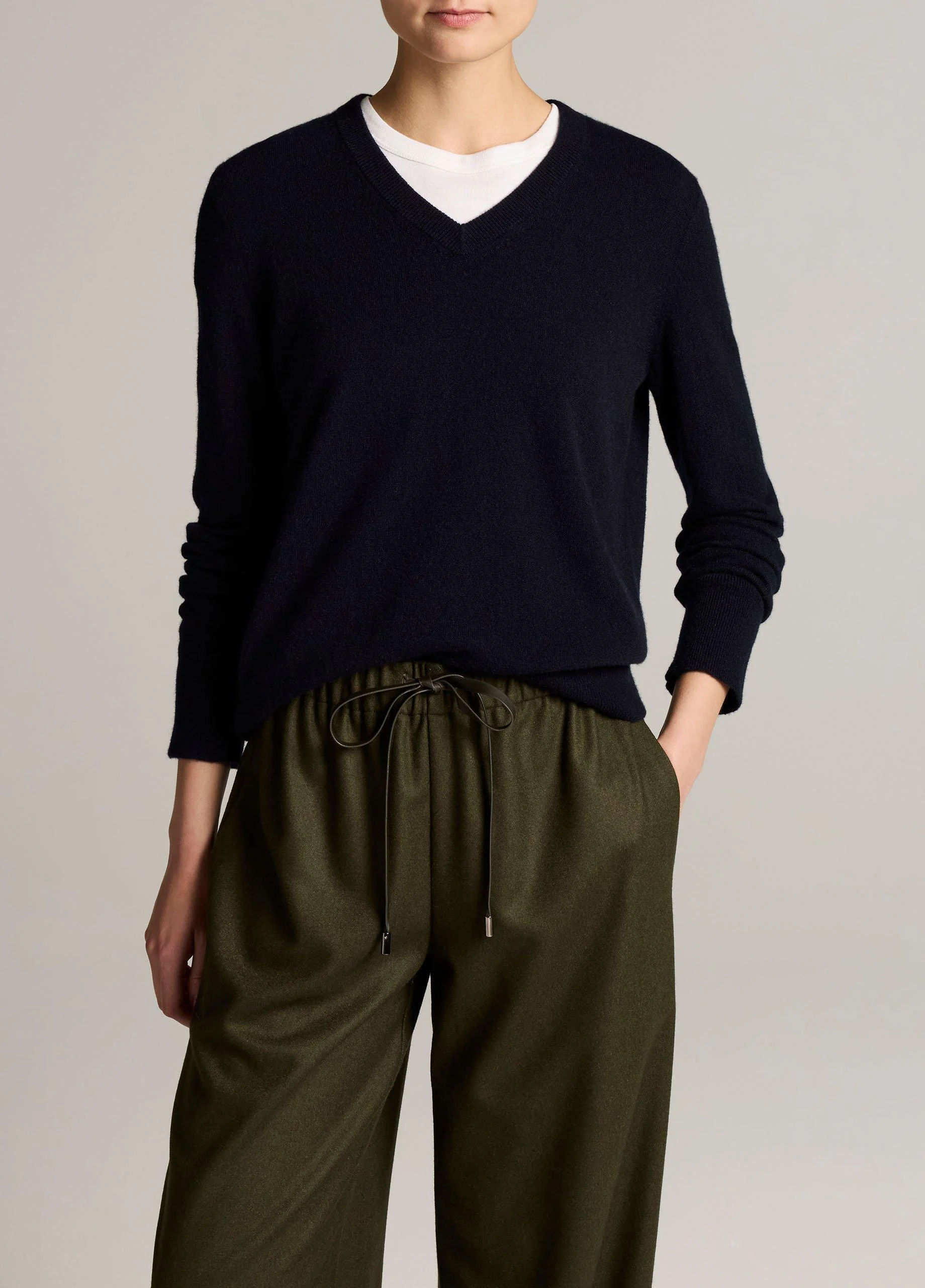 Cashmere Casual V-Neck Sweater - 1