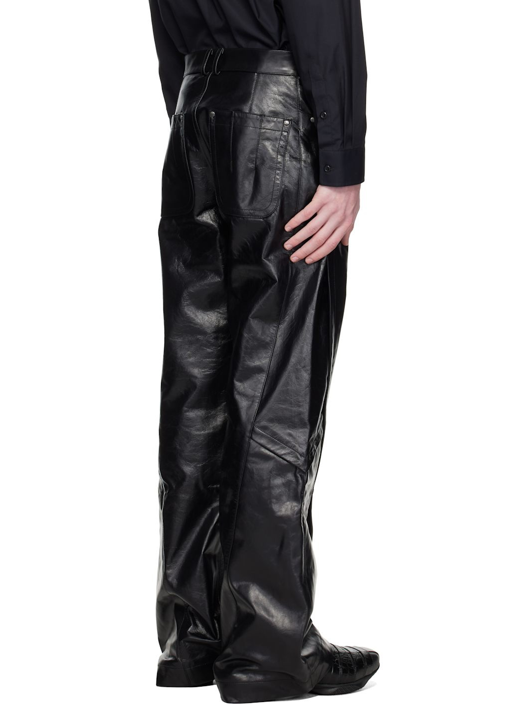 Black Kraner Leather Pants - 3