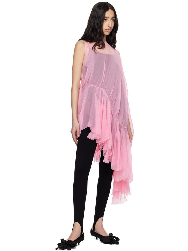 ALAINPAUL Pink & Black Extended Ruffle Blouse outlook