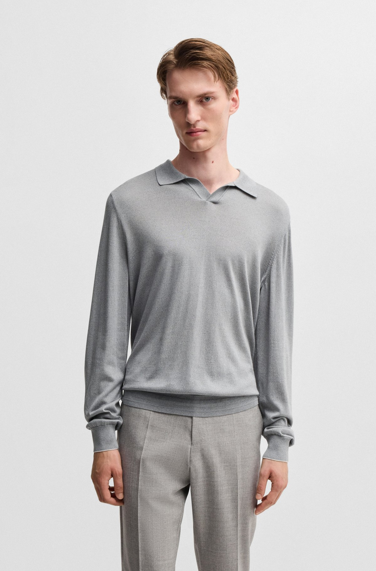 JOHNNY-COLLAR REGULAR-FIT SWEATER IN SILK AND COTTON - 2