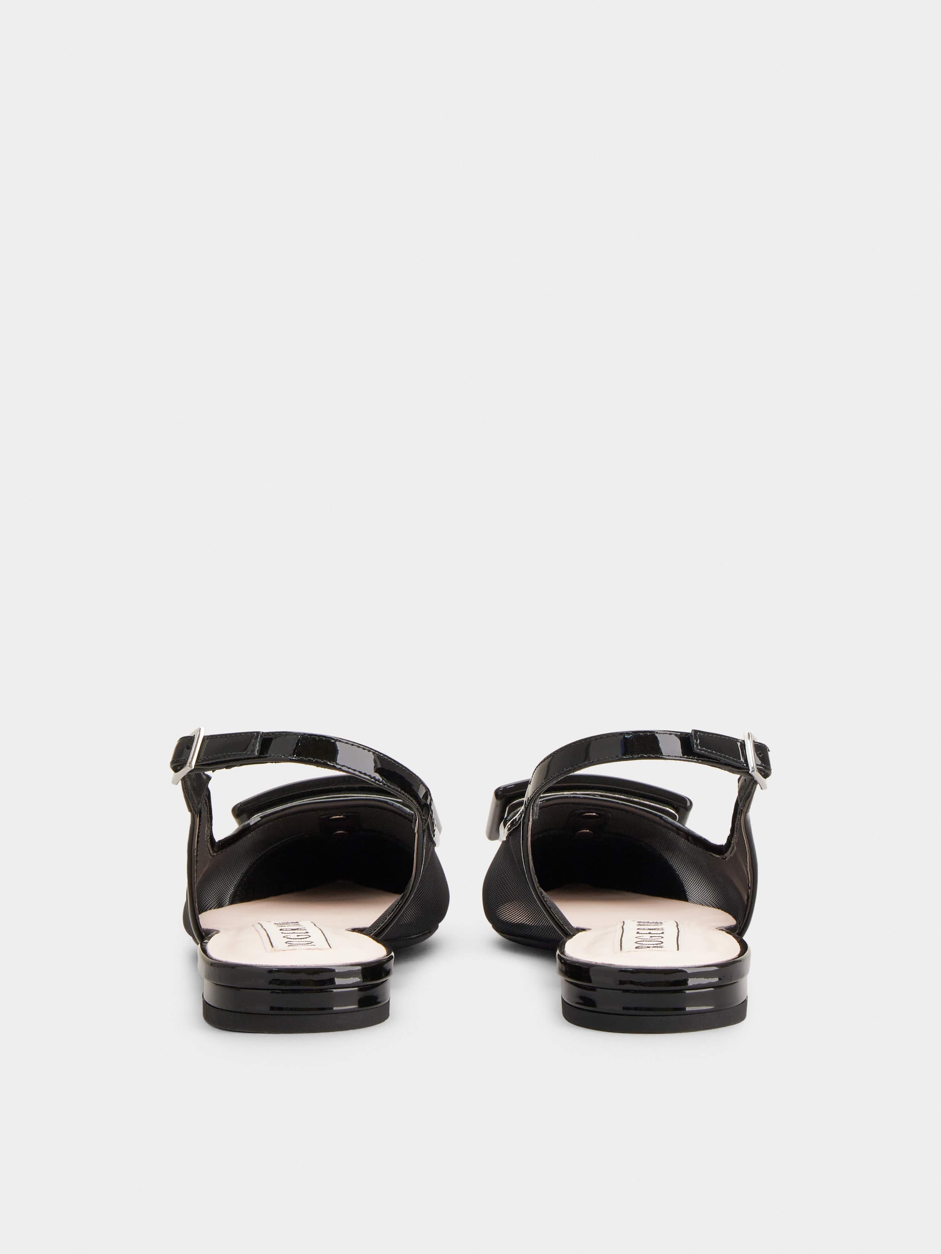 Gommettine Net Lacquered Buckle Slingback Ballerinas in Fabric - 5