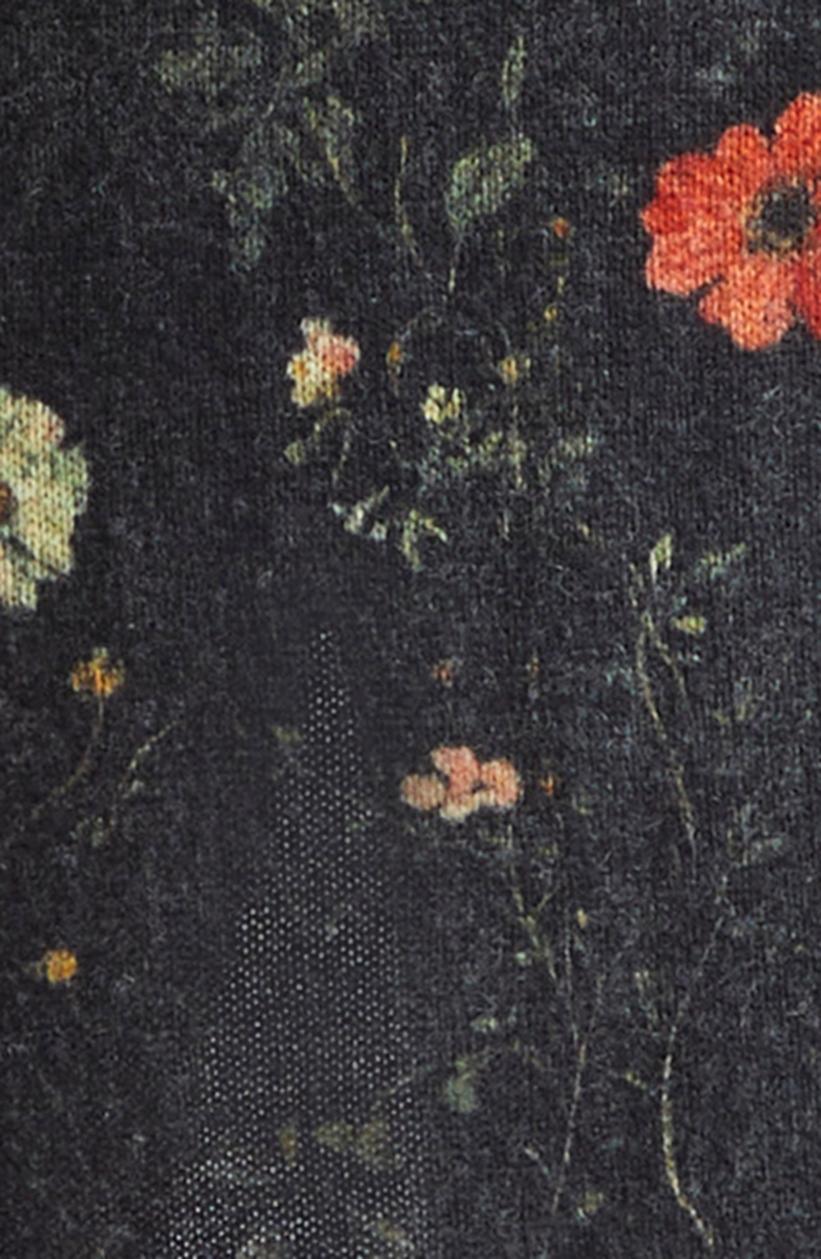 R13 Floral Skinny Long Merino Wool Cardigan in Floral On Black at Nordstrom - 7