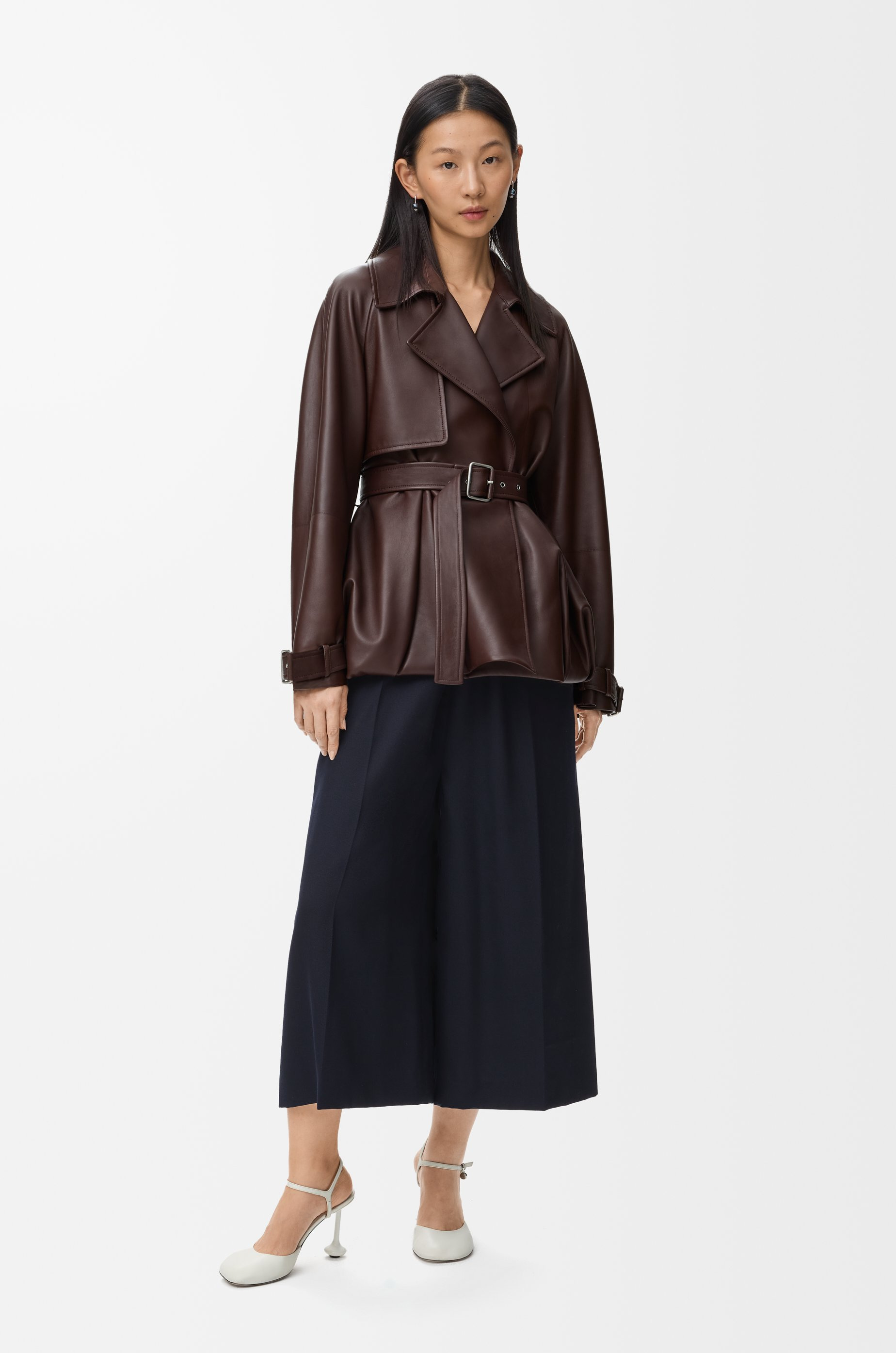 Cropped belted trousers in wool - 2