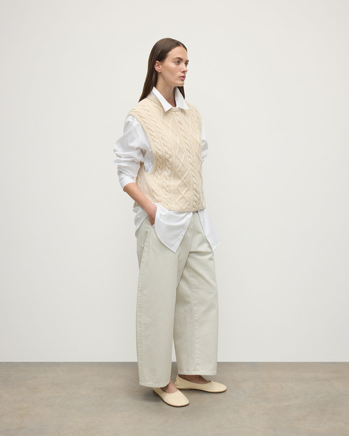 Aran Cable Cream Cashmere Tank - 3