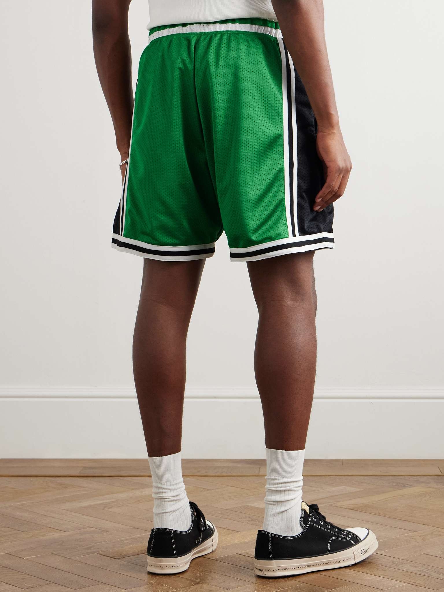 Miami Court Straight-Leg Logo-Embroidered Striped Mesh Shorts - 4