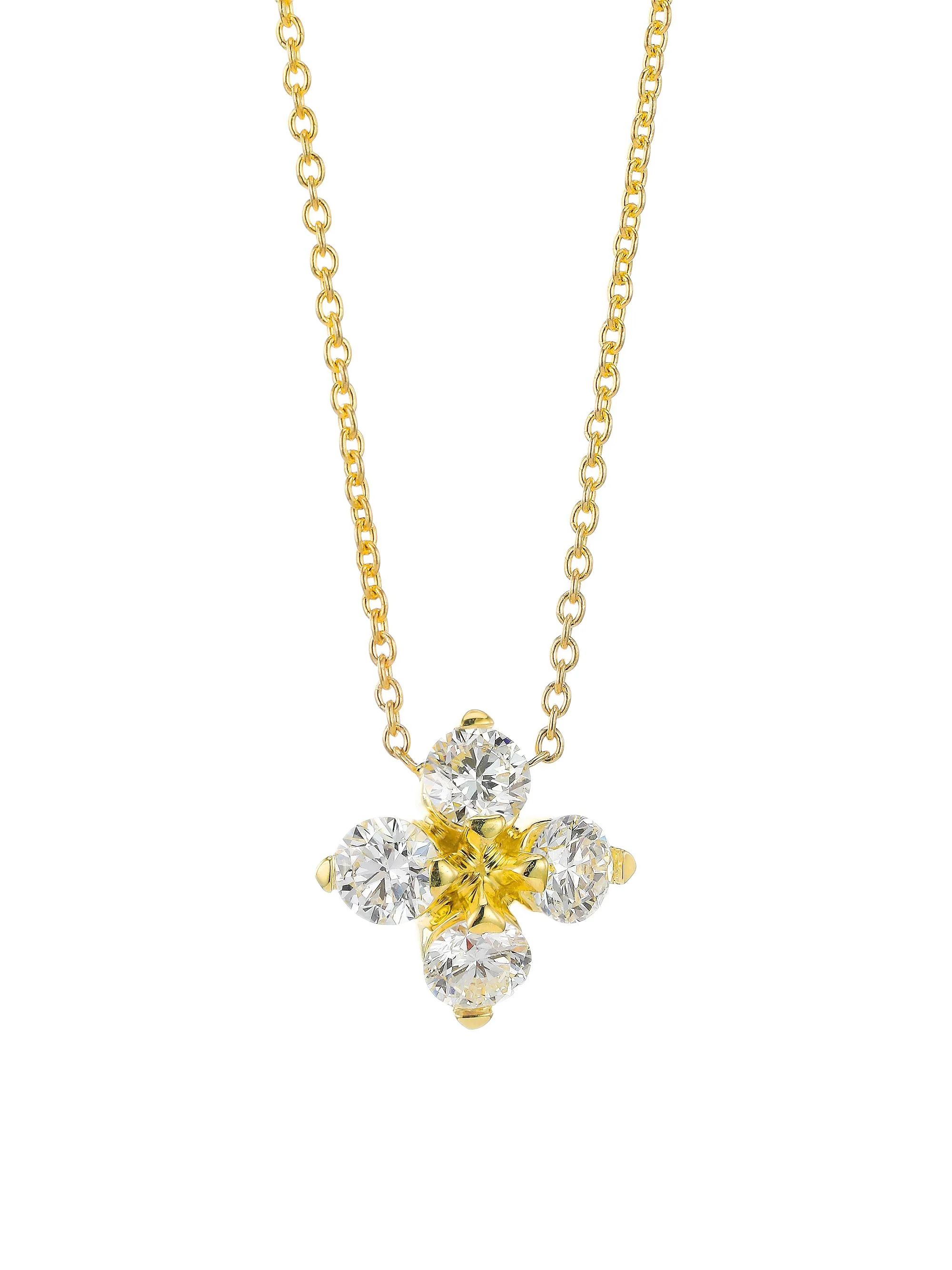 Women's Love In Verona 18K Yellow Gold & Diamond Flower Pendant Necklace - Yellow - 1