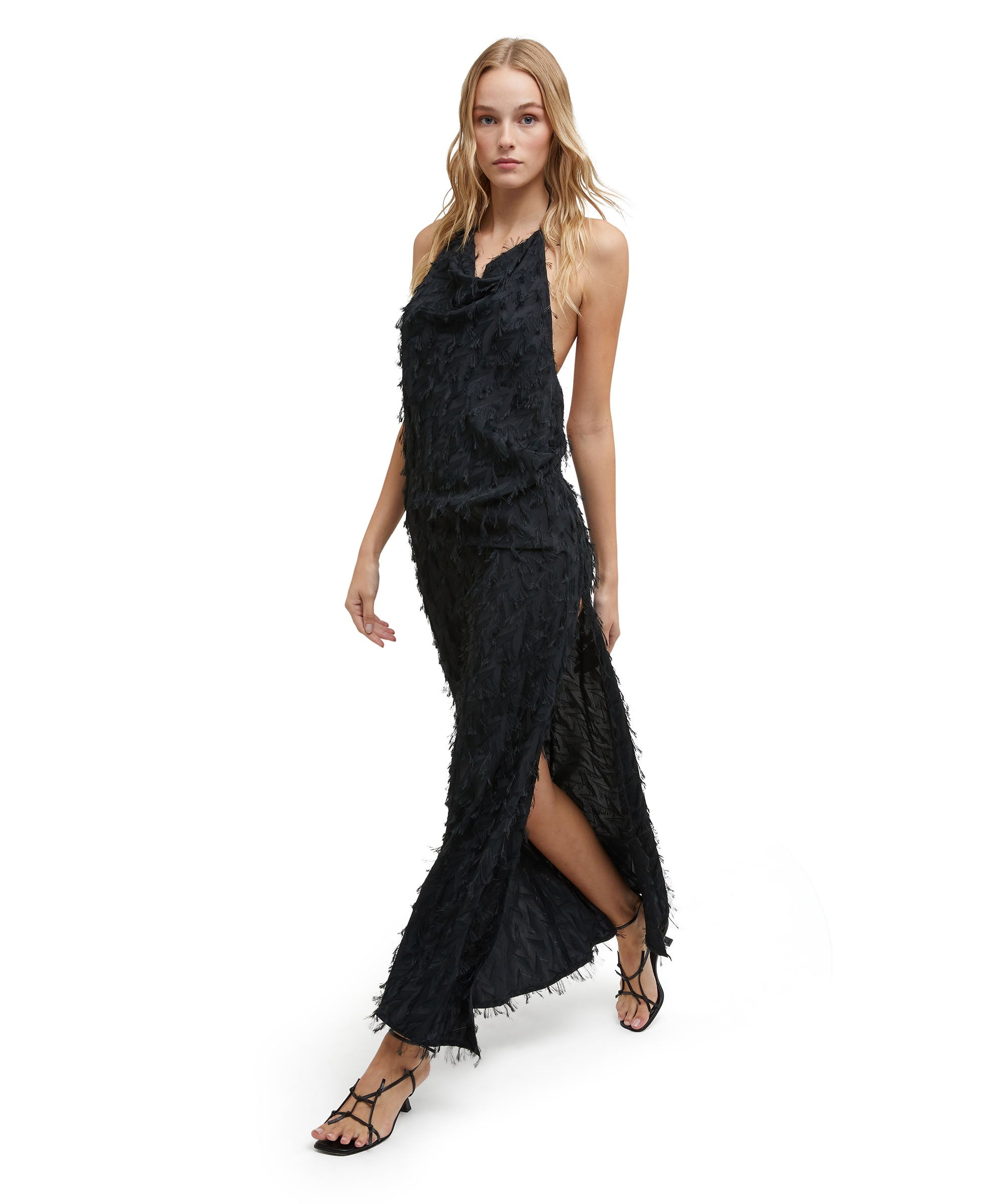 Viscose fil coupè fluid fabric long slip dress - 5