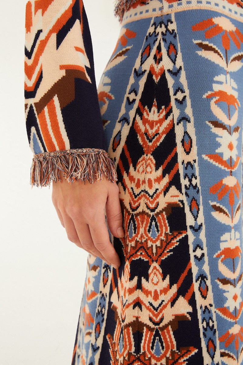 Multicolor Tapestry Fringes Knit Top 5