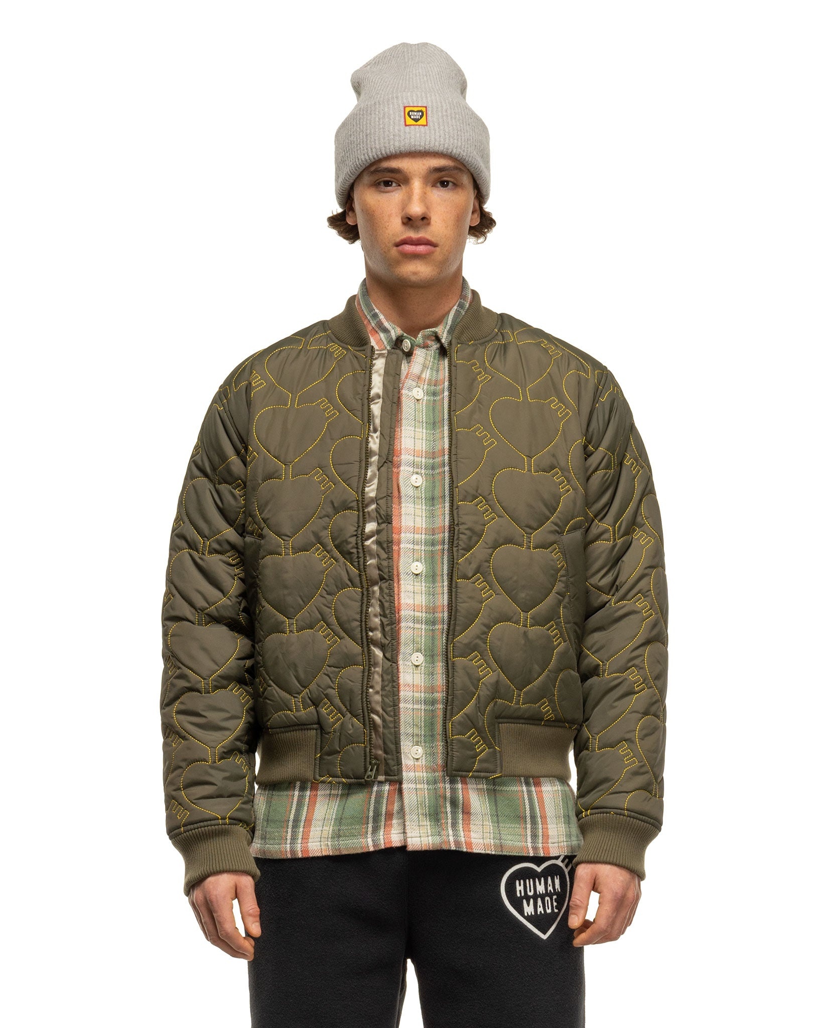 HUMAN MADE QUILTED LINER JACKET OLIVE L Human Made Heart Quilting 