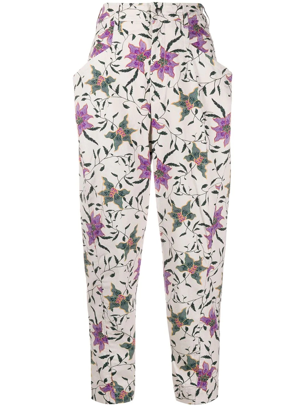 floral print tapered trousers - 1