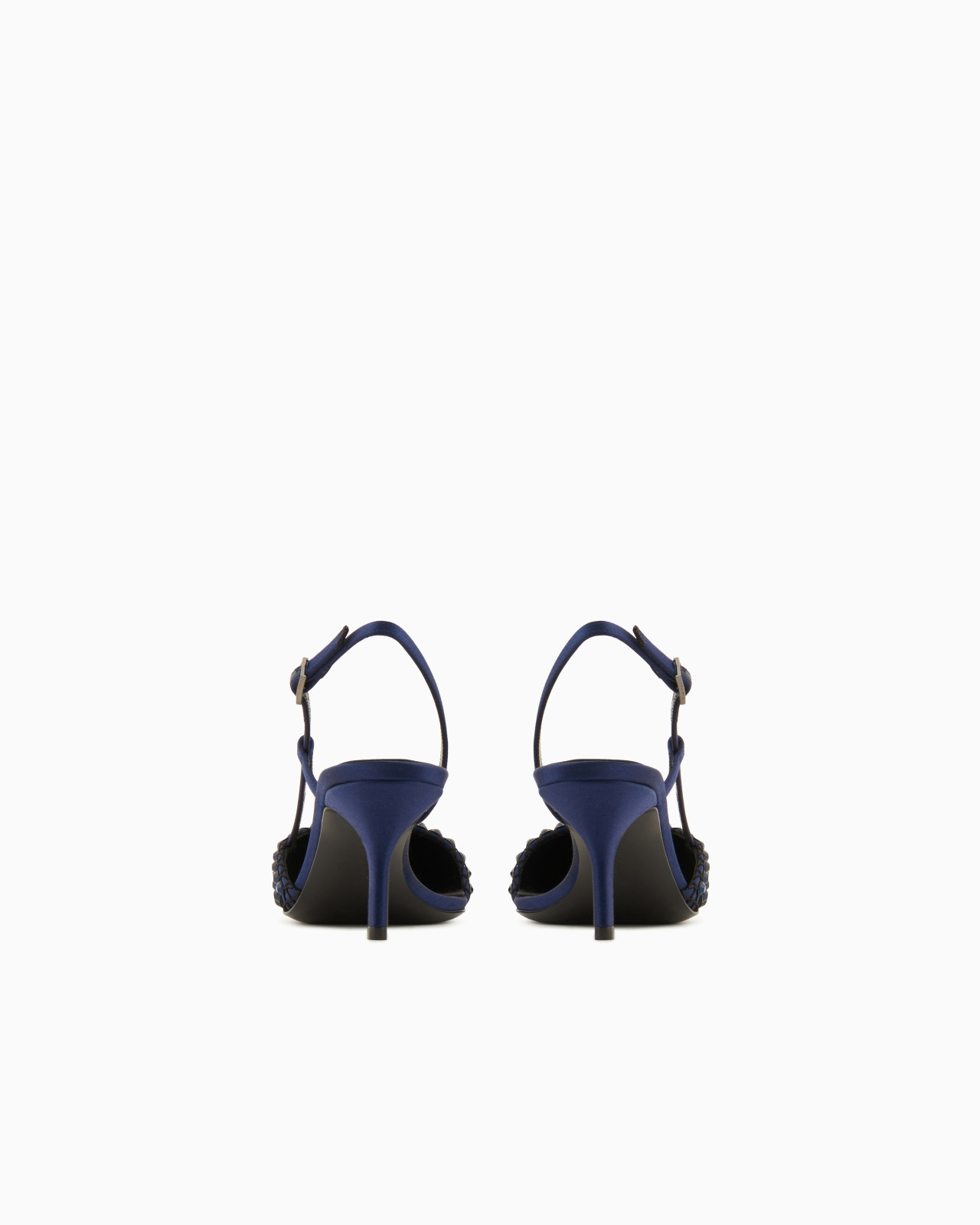 SATIN, MESH AND RHINESTONE SLINGBACKS - 4