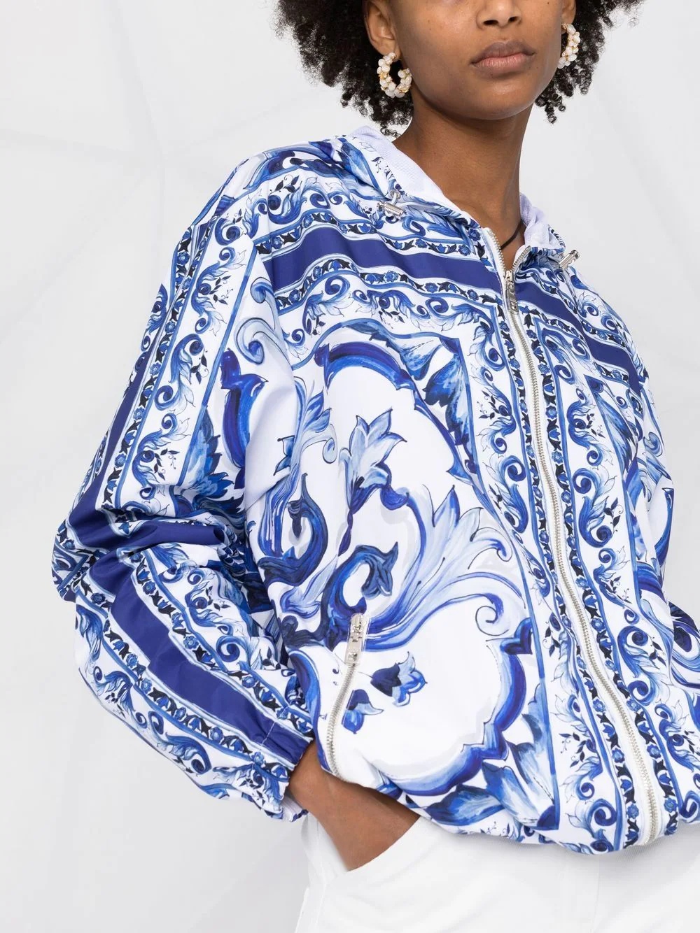 Majolica-print hooded windbreaker - 3