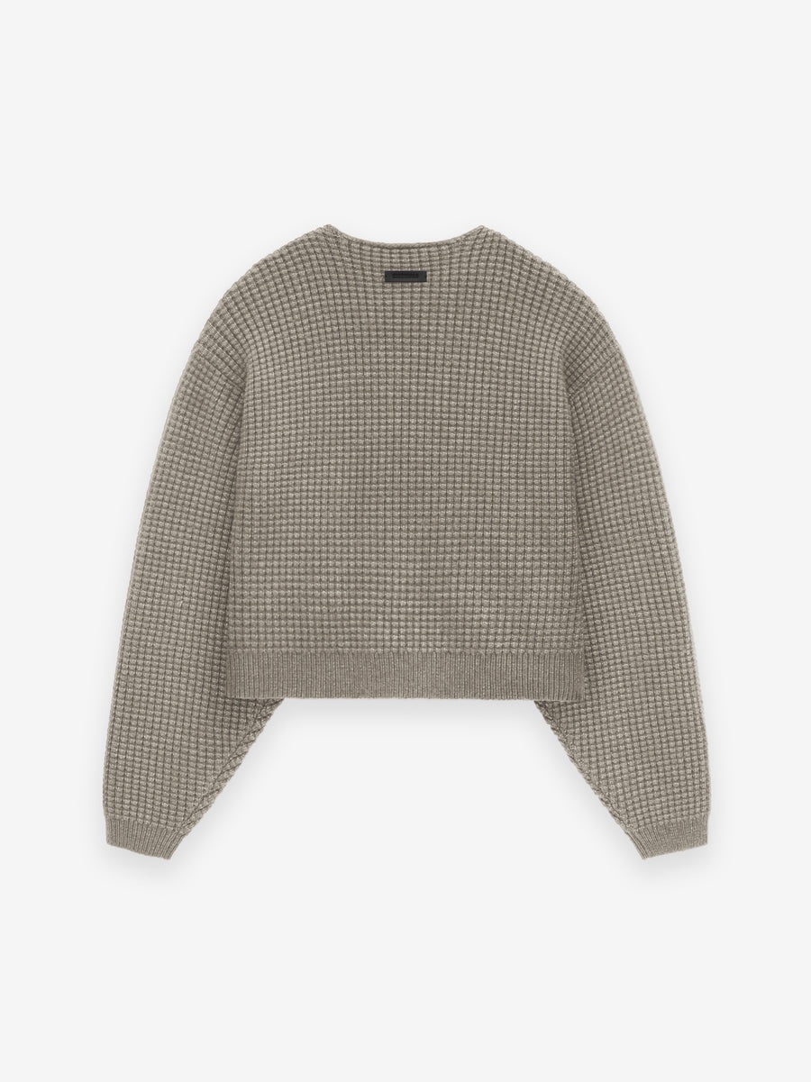 Women's Heavy Waffle Cropped Sweater - 2