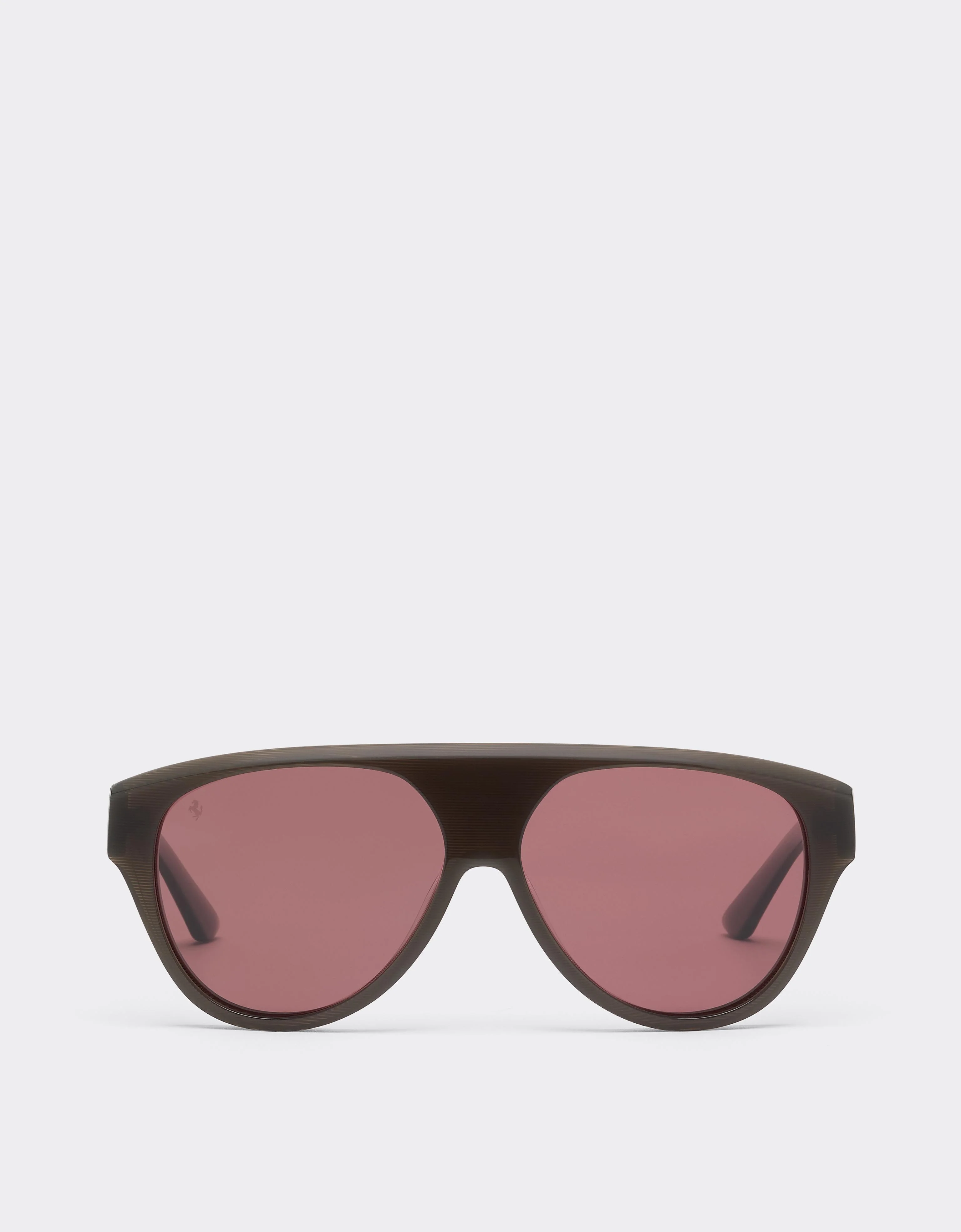 Striped grey acetate sunglasses with red polarised lenses - 1