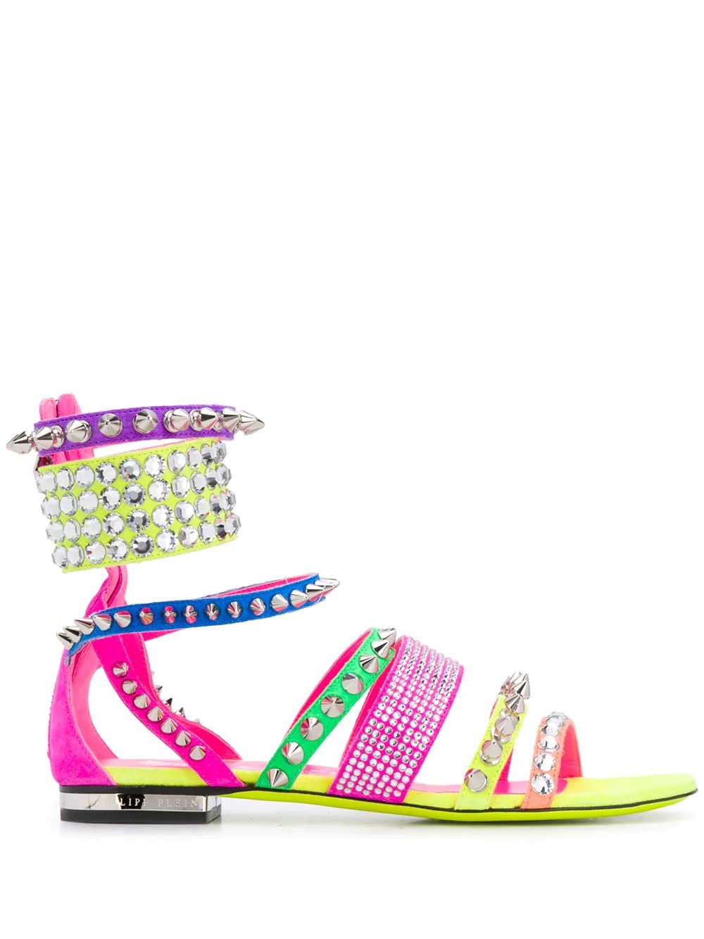 studded colour-block sandals - 1