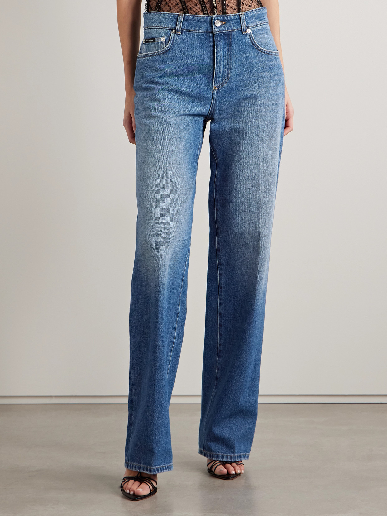Appliquéd High-rise Straight-leg Jeans - 4