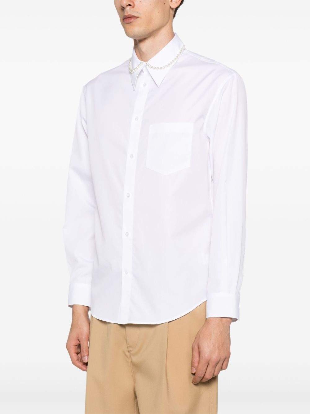 faux-pearl-embellishment shirt - 3