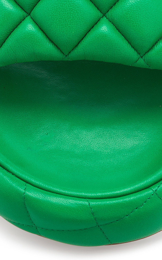 Padded Matelasse Slide Sandals green - 6