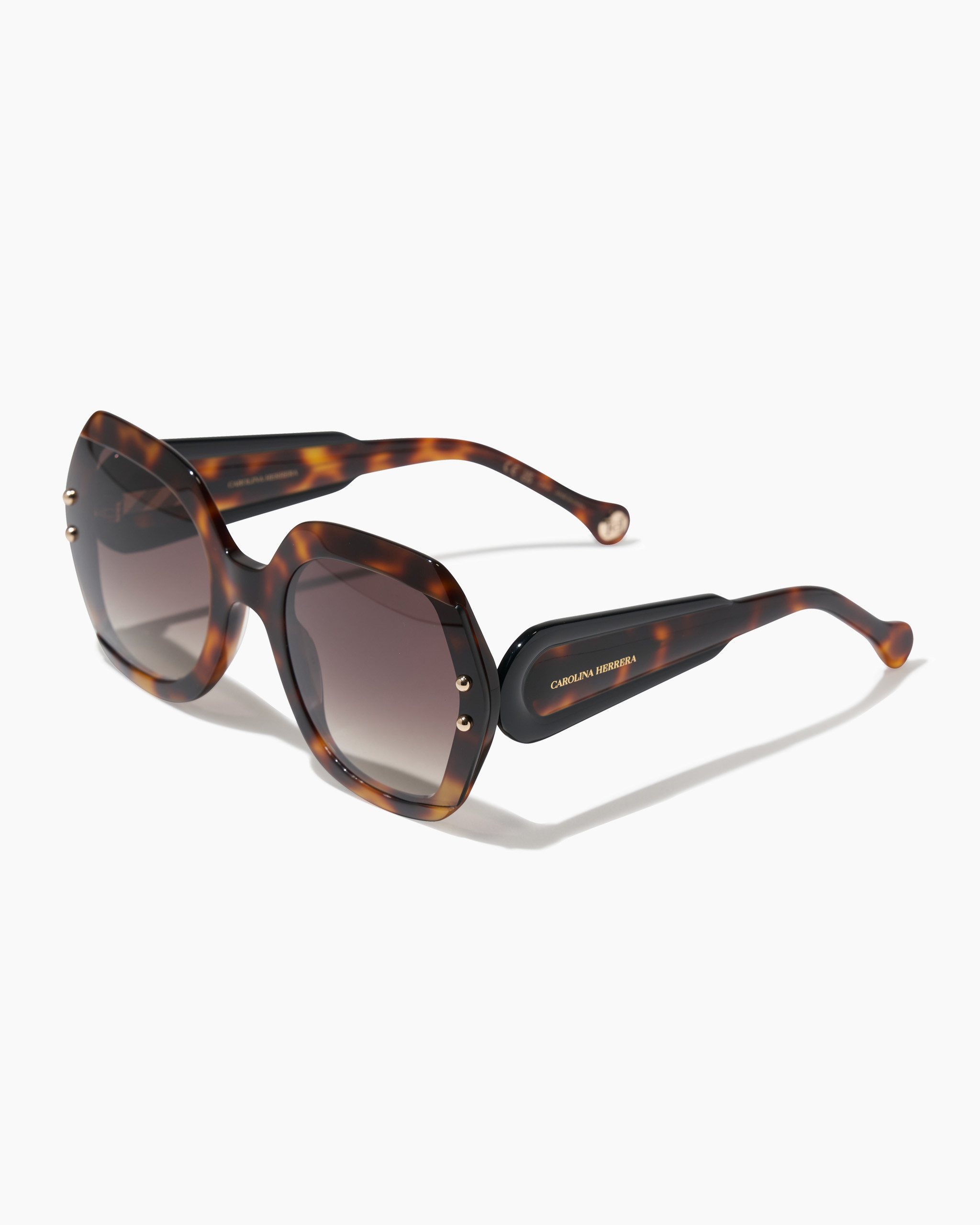 Hexagonal Frame Sunglasses with Contrast Temples - 2