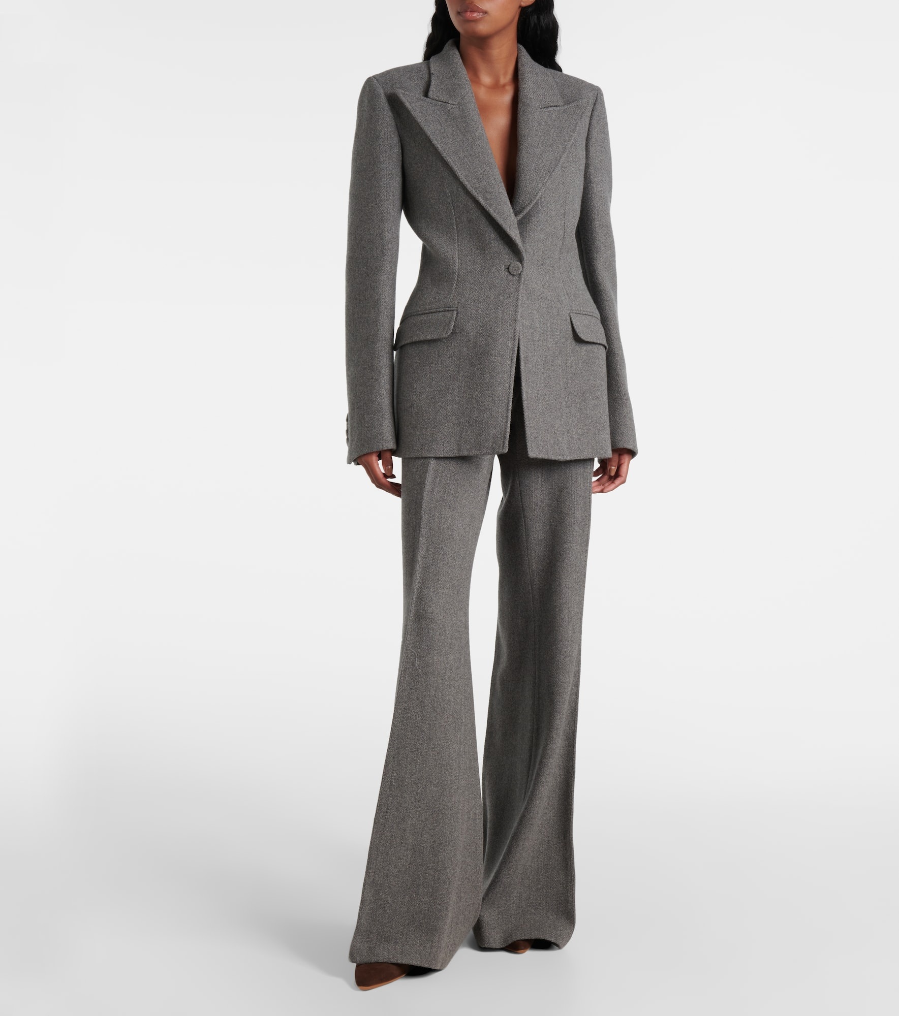 Rhein high-rise wool and cashmere flared pants - 2