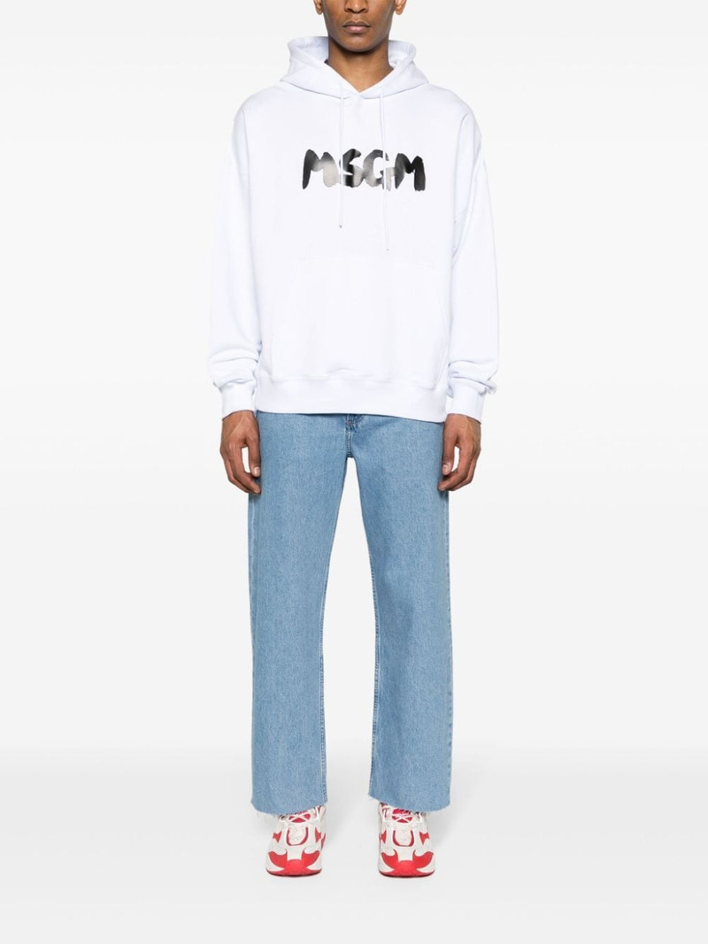 MSGM logo-print cotton hoodie outlook
