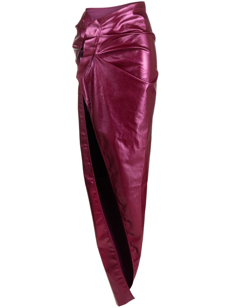 patent-finish draped skirt 1