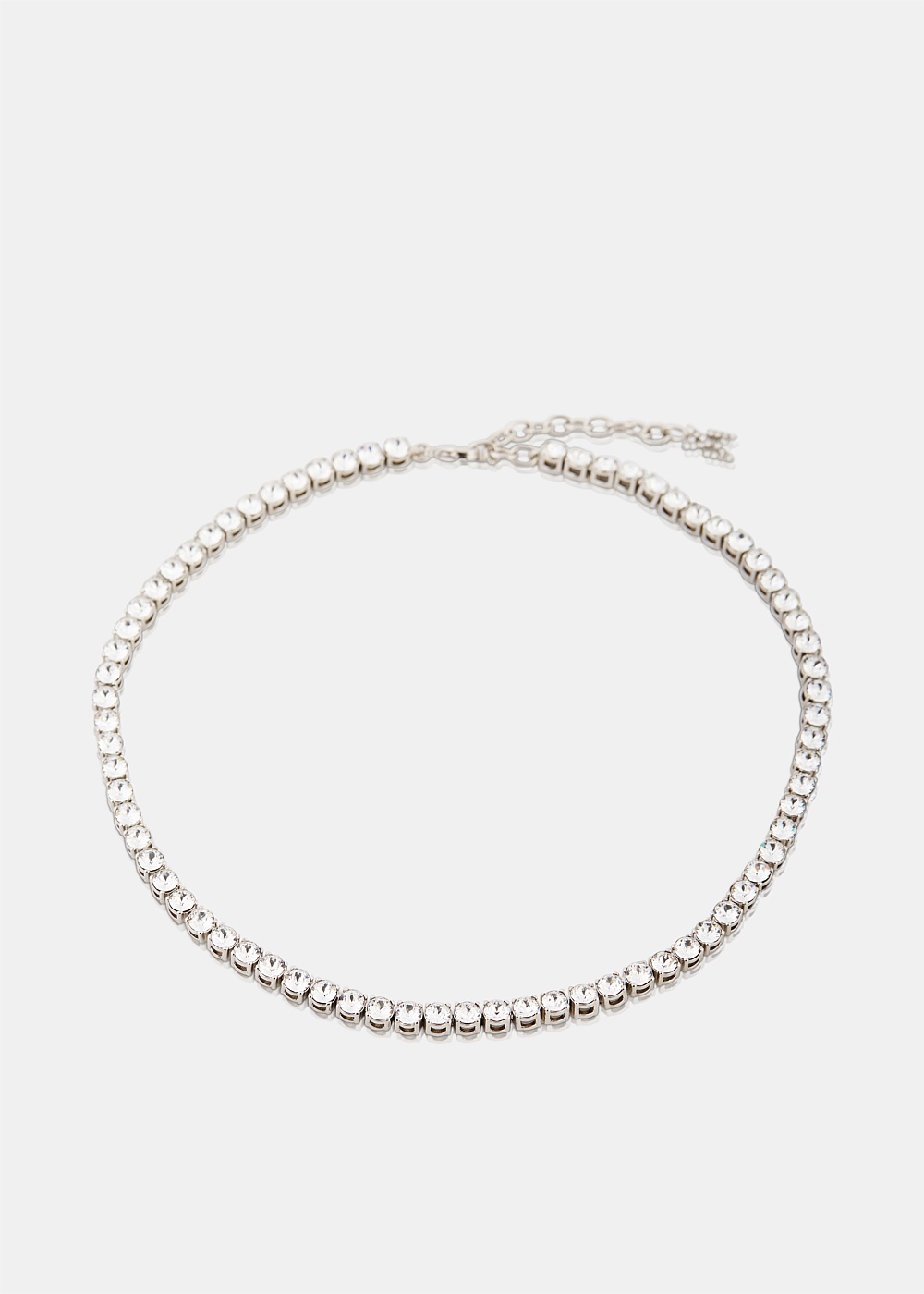 White Silver Base Tennis Necklace - 1