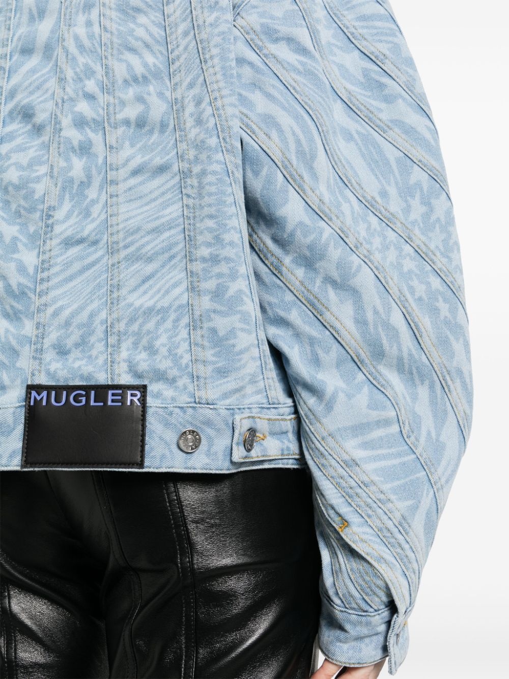 star-print denim jacket - 5