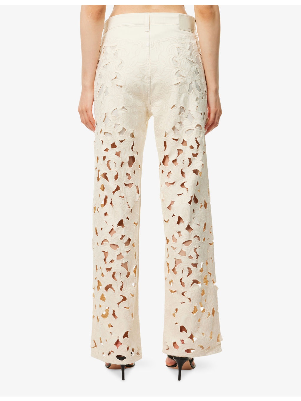 Logan Floral Cut-Out Wide-Leg Denim Jeans - 4